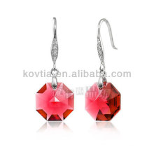 Großhandel eleganten roten Diamant Kristall baumeln Ohrringe für Damen